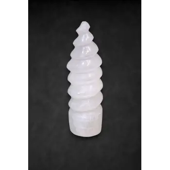 Beyaz Selenit Dekoratif Kule 15 Cm Burgulu