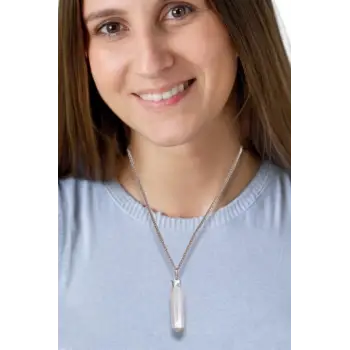 Beyaz Selenit Kolye Altıgen Point 305-2