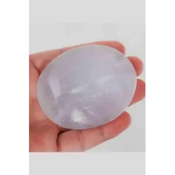 Beyaz Selenit Masaj Terapi Taşı - Oval
