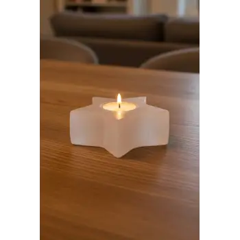 Beyaz Selenit Yıldız Mumluk 58Y