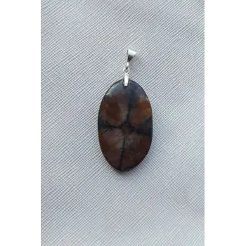 Çiyastolit (Chiastolite) Haç Taşı Kolye Ucu Gümüş Malzemeli C1-510