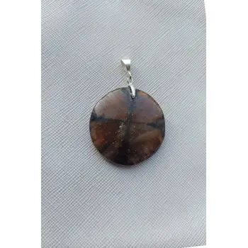 Çiyastolit (Chiastolite) Haç Taşı Kolye Ucu Gümüş Malzemeli C2-510