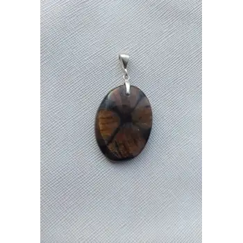 Çiyastolit (Chiastolite) Haç Taşı Kolye Ucu Gümüş Malzemeli C4-510