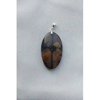 Çiyastolit (Chiastolite) Haç Taşı Kolye Ucu Gümüş Malzemeli C5-510