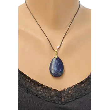 Damla Kesim Lacivert Yıldıztaşı Kolye 444-7