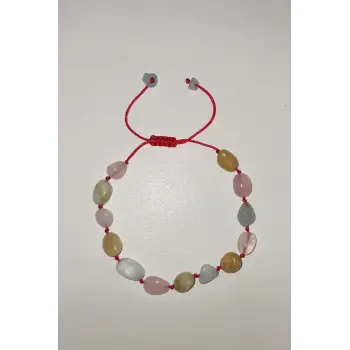 Doğal Akuamarin, Morganit Bileklik, Makrome Ayarlı 640