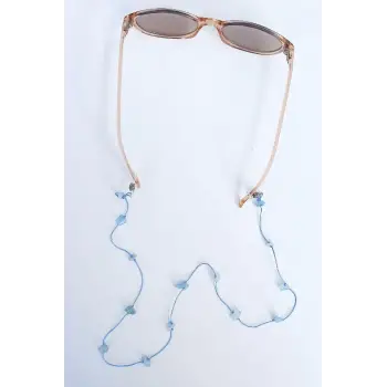 Doğal Akuamarin Taşlı Gözlük İpi 129-2