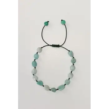 Doğal Amazonit Bileklik Makrome Ayarlı 418