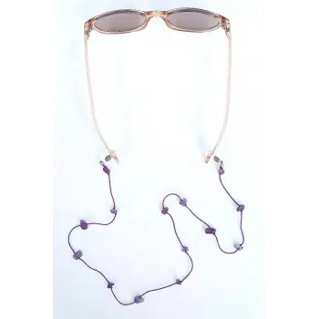 Doğal Ametist Taşlı Gözlük İpi 129-3