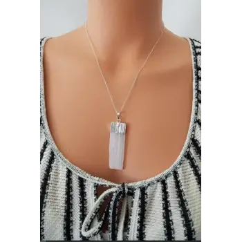 Doğal Beyaz Selenit Kolye 640