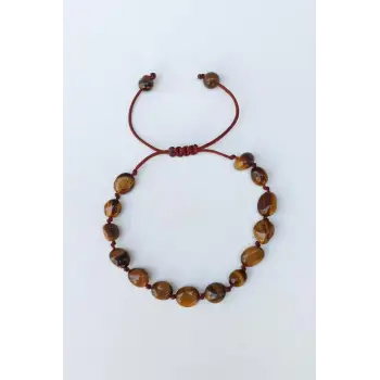 Doğal Kaplangözü Bileklik Makrome Ayarlı 405