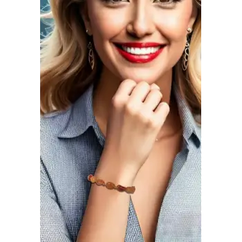 Doğal Kırmızı Aventurin Bileklik Makrome Ayarlı 540-1