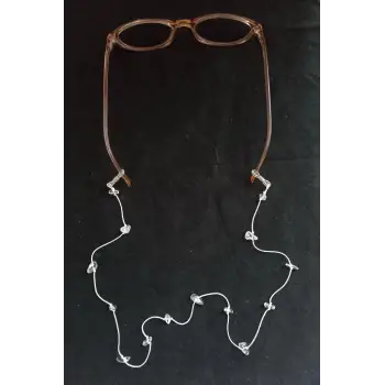 Doğal Kristal Kuvars Taşlı Gözlük İpi 129-8