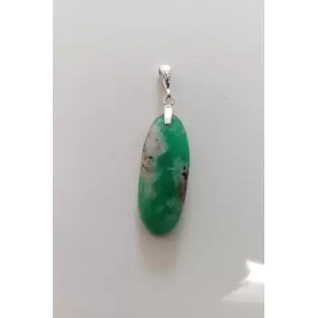 Doğal Krizopras Taşı Gümüş Malzemeli Kolye Ucu 510-11