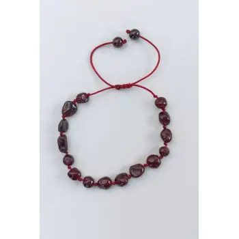 Doğal Lal Garnet Bileklik Makrome Ayarlı 671-4