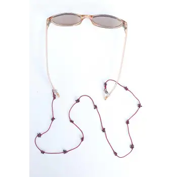 Doğal Lal - Garnet Taşlı Gözlük İpi 129-4