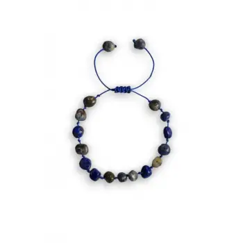 Doğal Lapis Lazuli Bileklik Makrome Ayarlı 417-5