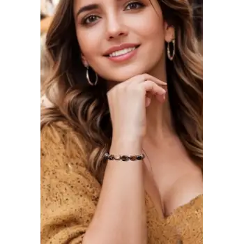 Doğal Leopar Jasper Bileklik Makrome Ayarlı 318-5