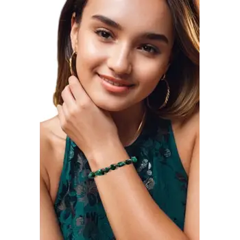 Doğal Malahit, Malakit Bileklik Makrome Ayarlı 323-3