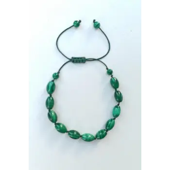 Doğal Malahit, Malakit Bileklik Makrome Ayarlı 655-4