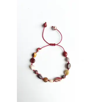 Doğal Mokait Jasper Bileklik Makrome Ayarlı 410-2