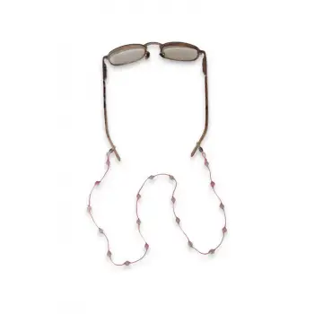 Doğal Pembe Kuvars Taşlı Gözlük İpi 129-5