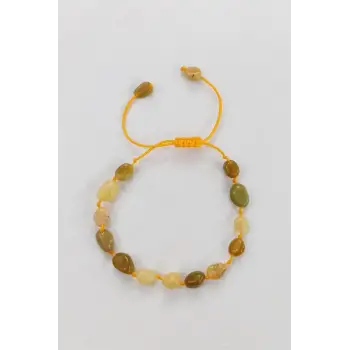 Doğal Sarı Opal Bileklik Makrome Ayarlı 655-3