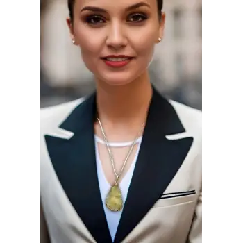 Doğal Sitrin Kristali Kolye 427-3