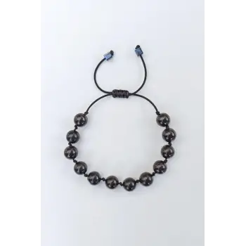 Doğal Şungit Bileklik Shungite Makrome Ayarlı 407-4