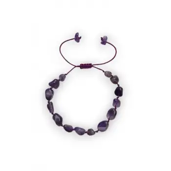 Doğal Taş Ametist Bileklik, Makrome Ayarlı 654-3