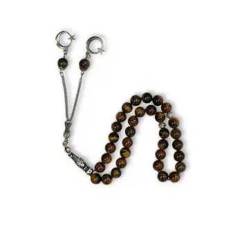 Doğal Taş Kaplangözü Tesbih 8mm Küre Kesim 608-2