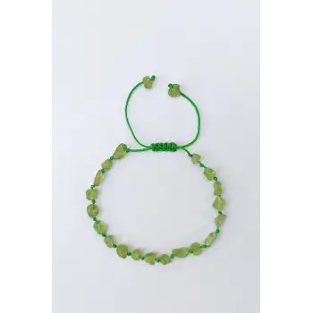 Doğal Taş Peridot Zebercet Bileklik, Makrome Ayarlı 679