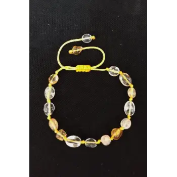 Doğal Taş Sitrin Bileklik, Makrome Ayarlı 679-1