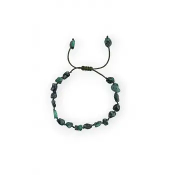 Doğal Zümrüt Bileklik Makrome Ayarlı 458-2