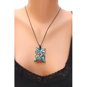 El Yapımı Çini Baykuş Kolye 458