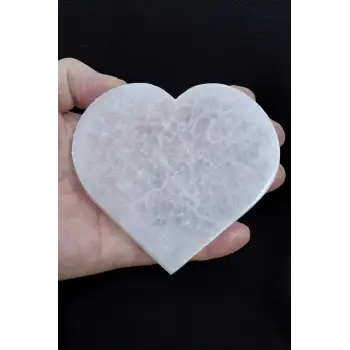 Enerji Yükleyici Beyaz Selenit Kalp Kesim Plaka 45KK