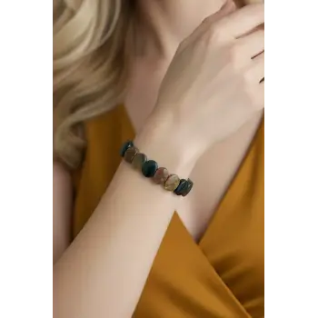 Faset Kesimli Ocean Jasper Bileklik Elastik Yapılı 529-1