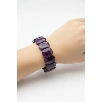 Geniş Taşlı Doğal Ametist Bileklik 122-3