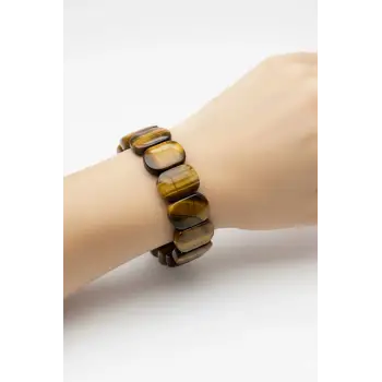 Geniş Taşlı Doğal Kaplan Gözü Bileklik 319-4