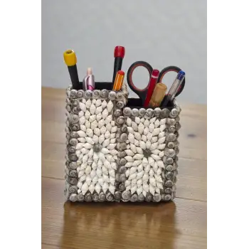 Gerçek Deniz Kabuklarından Yapılmış Masaüstü Kalemlik K8