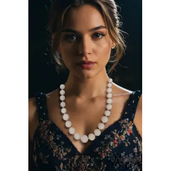 Hakiki Beyaz Mercan Süzme Kolye 348-1