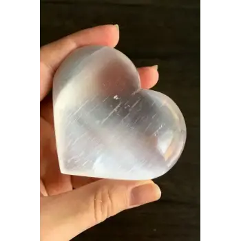 Kalp Kesim Beyaz Selenit Masaj Terapi Taşı