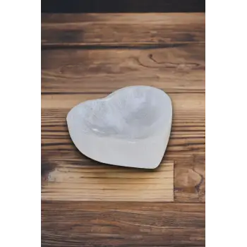 Kalp Kesim Enerji Çanağı Beyaz Selenit Küçük Kase 46KK