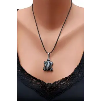 Kaplumbağa Figürü Hematit Kolye 127-2