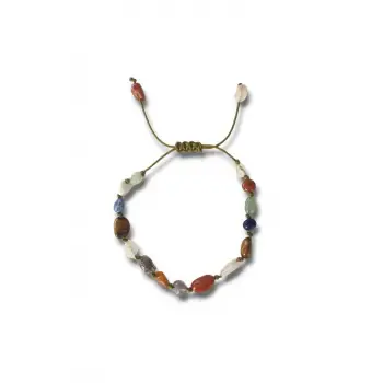 Karışık Doğal Taş Bileklik Makrome Ayarlı 444-6