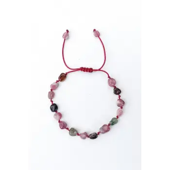 Karışık Renkli Turmalin Bileklik Makrome Ayarlı 675-5