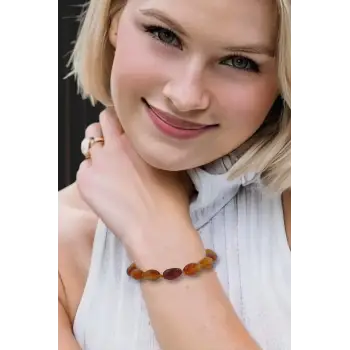 Karnelyan Akik Bileklik, Makrome Ayarlı 466-2