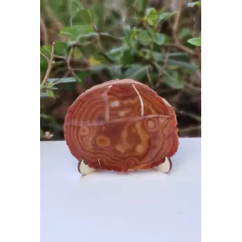 Karnelyan Akik Dekoratif Standlı Plaka 18-1