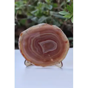 Karnelyan Akik Dekoratif Standlı Plaka 18-5