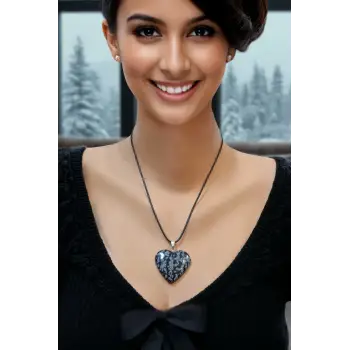 Kartanesi Obsidyen Kalp Kesim Kolye 310-5